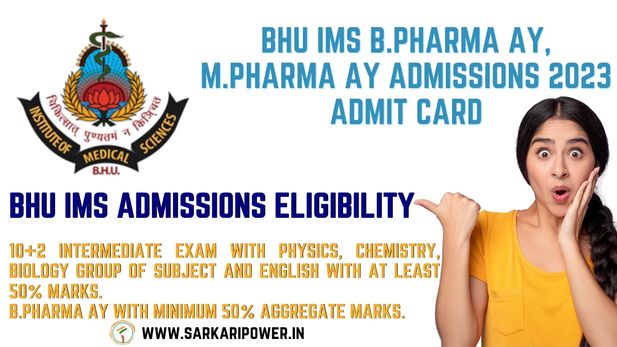 BHU IMS B.Pharma Ay, M.Pharma Ay Admissions 2023 Admit Card