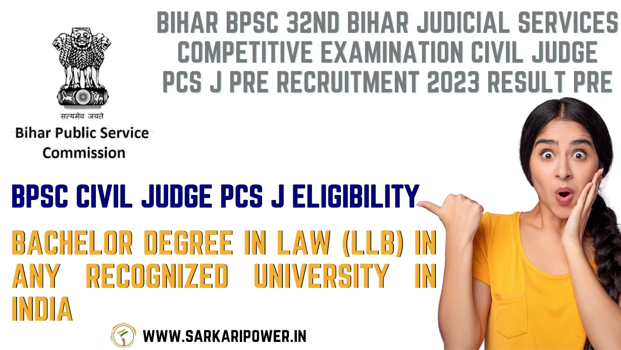 Bihar BPSC 32nd Bihar Judicial Services Competitive Examination Civil Judge PCS J Pre Recruitment 2023 Result Pre