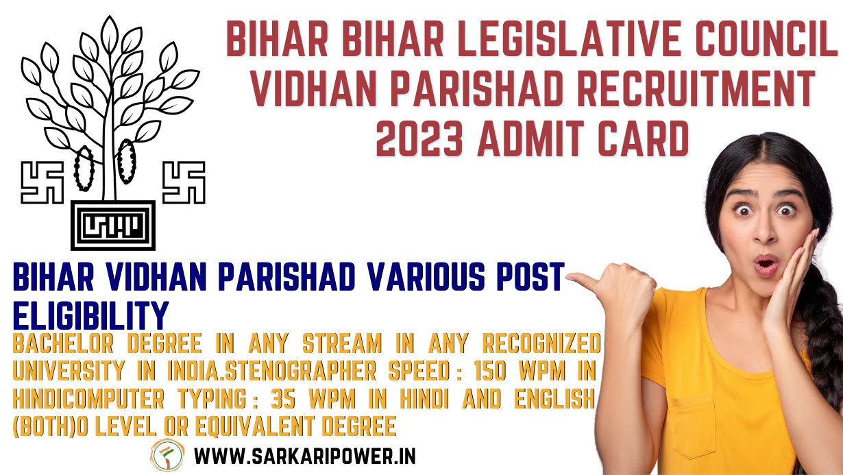 Bihar Bihar Legislative Council Vidhan Parishad Recruitment 2023 Admit Card