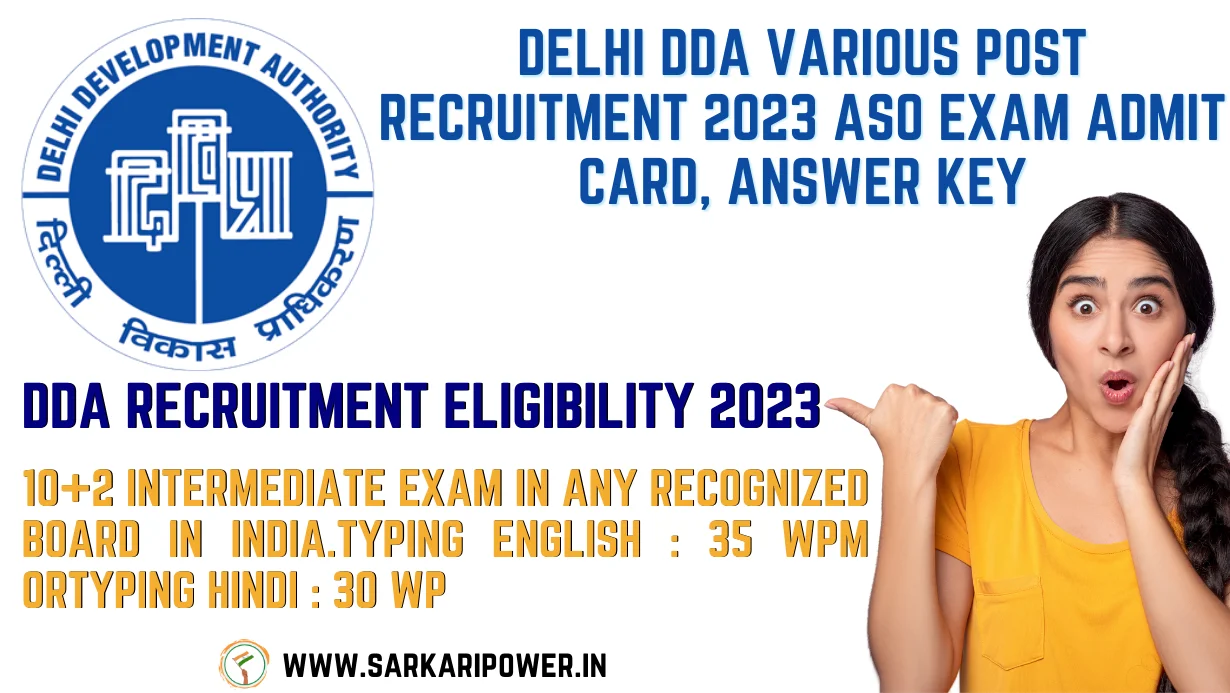 Delhi DDA Various Post Recruitment 2023 ASO Exam Admit Card, Answer Key