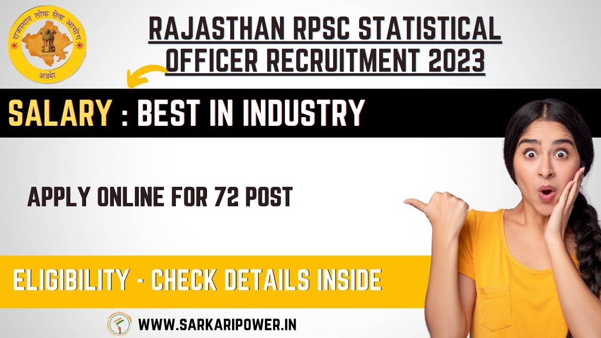 Rajasthan RPSC Statistical Officer Recruitment 2023