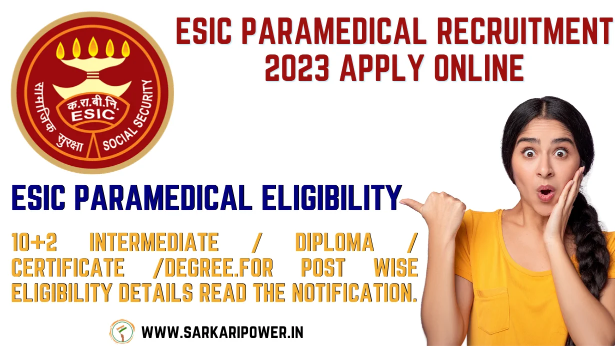 ESIC Paramedical Recruitment 2023 Apply Online