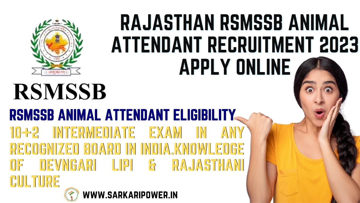 Rajasthan RSMSSB Animal Attendant Recruitment 2023 Apply Online