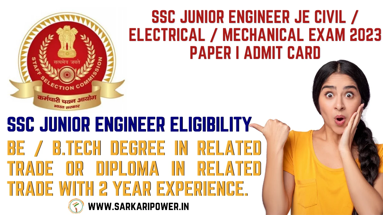 SSC Junior Engineer JE Recruitment 2023