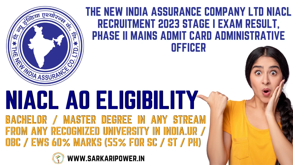 The New India Assurance Company Ltd NIACL Recruitment 2023 Stage I Exam Result, Phase II Mains Admit Card Administrative Officer