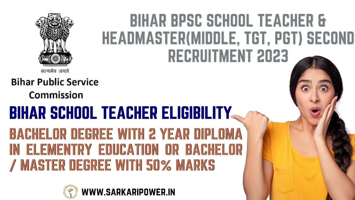 Bihar BPSC School Teacher & HeadMaster(Middle, TGT, PGT) Second Recruitment 2023